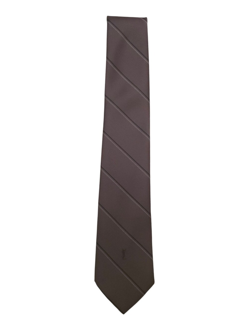 Vintage YSL Yves Saint Laurent Tie Purple Stripe Classic Logo Pointed Necktie